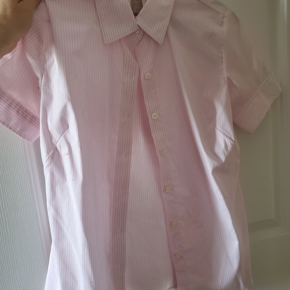 Pink & white striped blouse